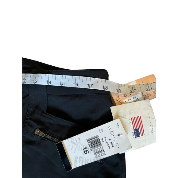 Womyn Black Pants Size 16 Polyester Spandex All About Zips  Made in USA NEW - Picture 8 of 11